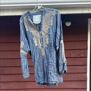 Johnny Was 3J Factory Striped Tunic with Embroidery